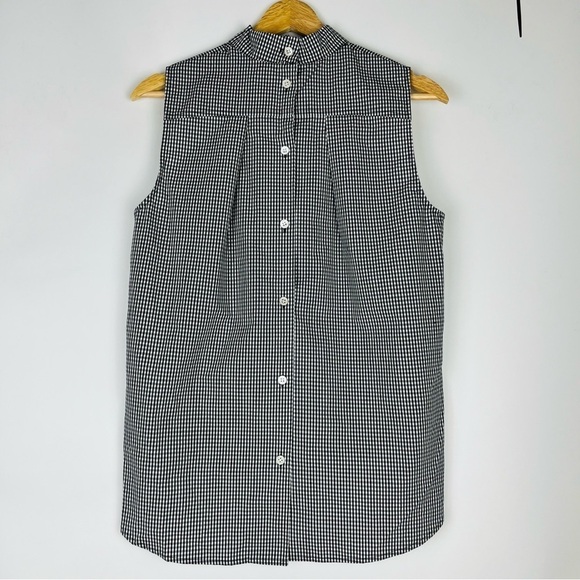 Frame Sleeveless Gingham High Neck Button Down Back Blouse - Picture 2 of 5